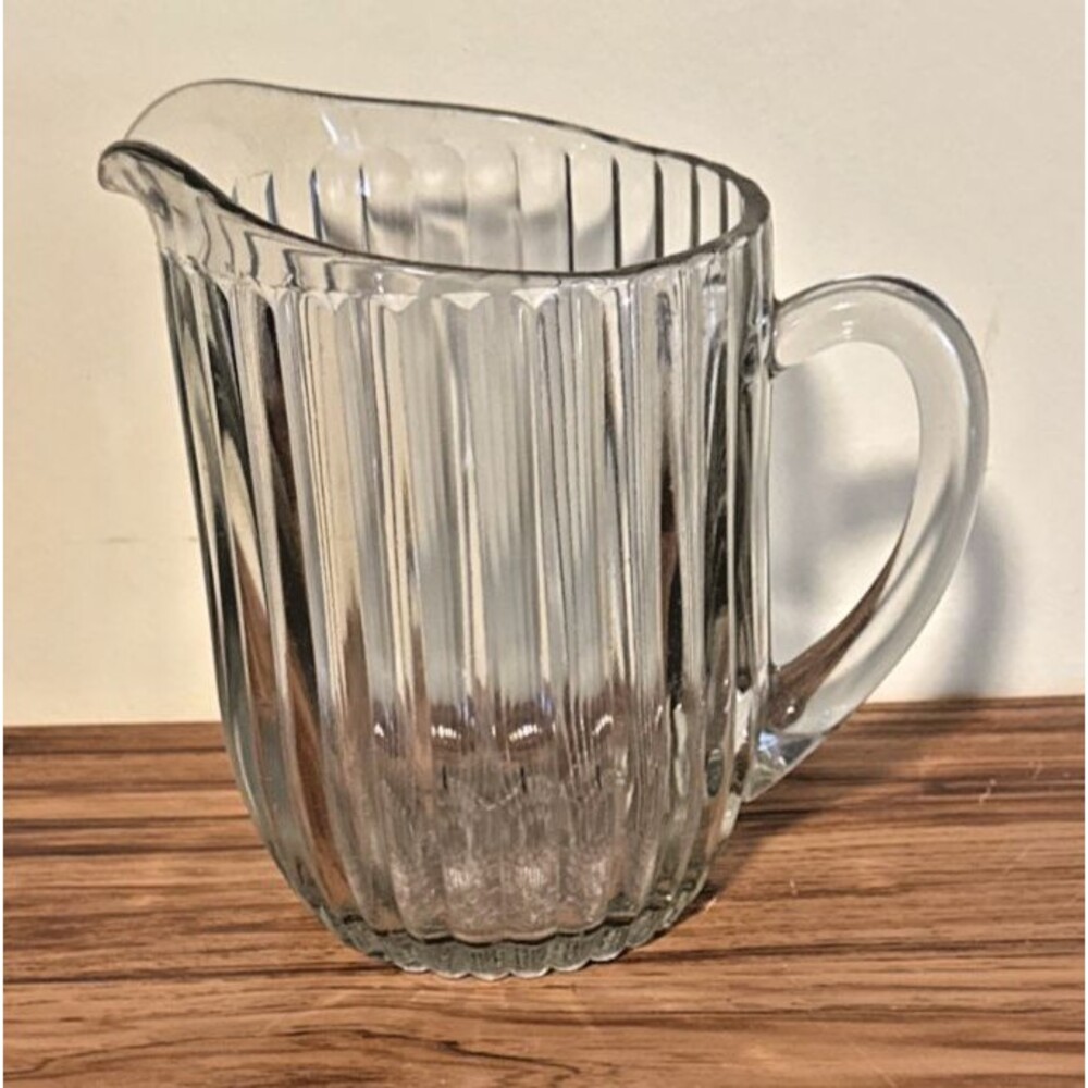 Vintage Jeanette Glass "National Pattern" Pitcher Ribbed 8" tall Clear